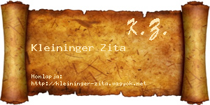 Kleininger Zita névjegykártya