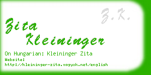 zita kleininger business card